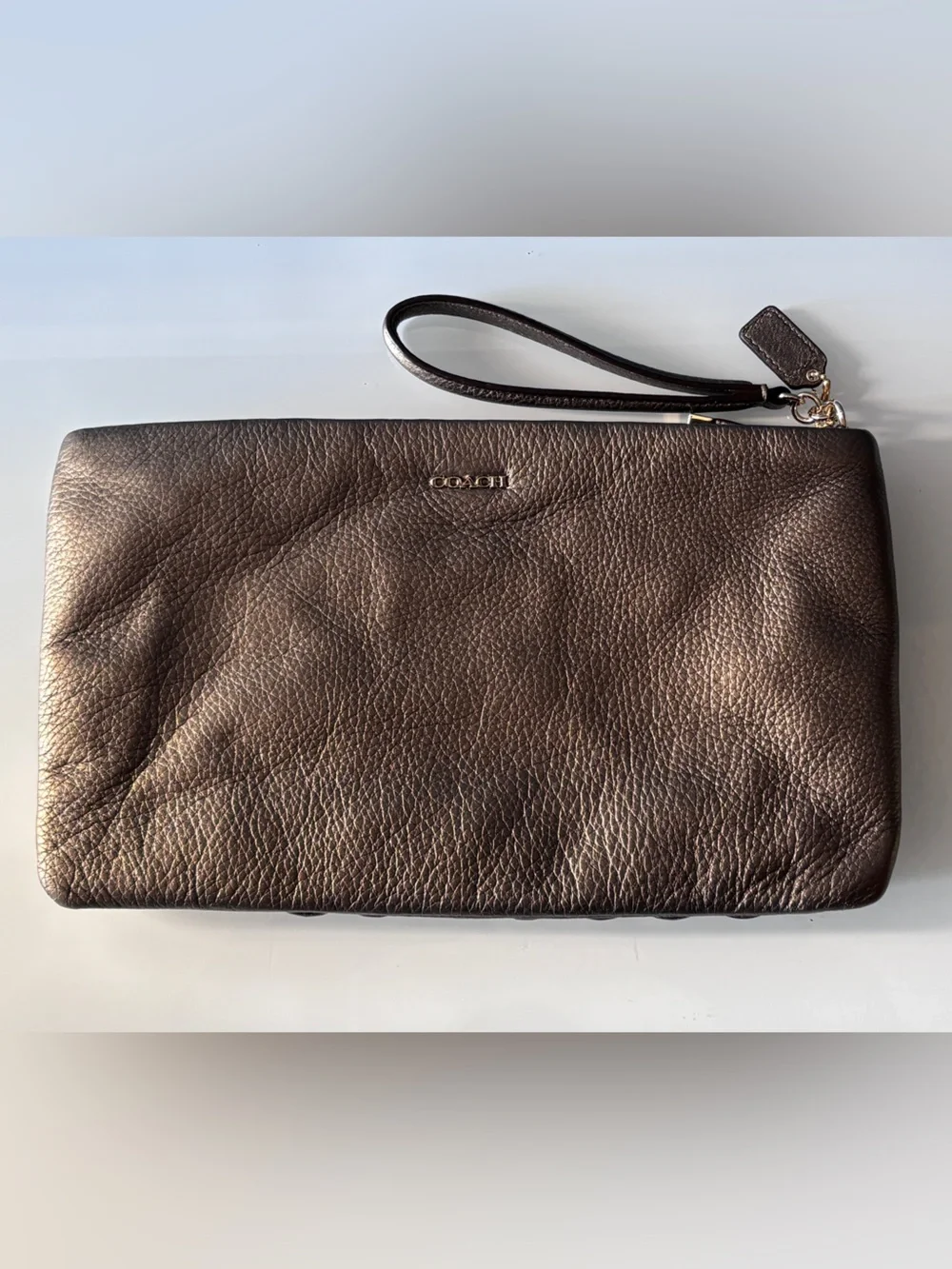 Coach Madison Jeweled Crystal Zip Clutch Wristlet Brown Bronze 26485